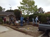 Basins outlined in gypsum on the lawn